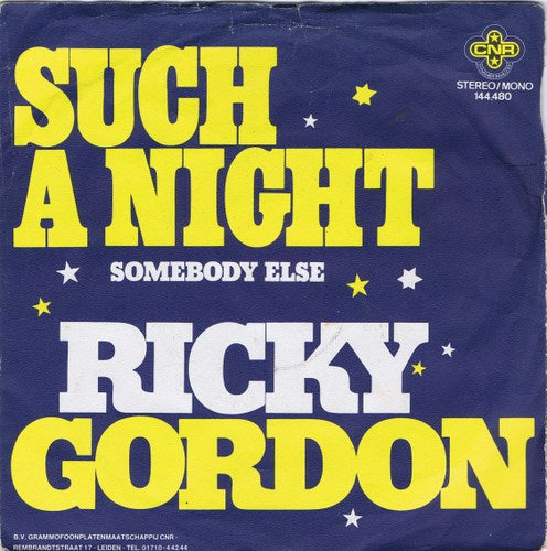 Ricky Gordon - Such A Night 28476 27550 11430 26452 11493 Vinyl Singles Goede Staat