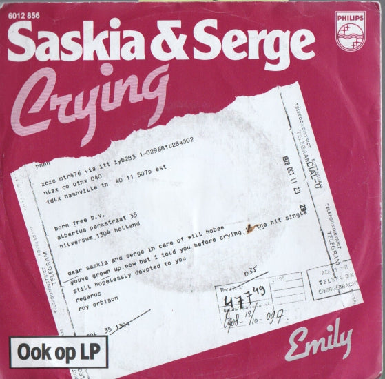 Saskia & Serge - Crying 10957 Vinyl Singles Goede Staat