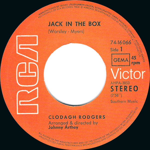 Clodagh Rodgers - Jack In The Box 12021 Vinyl Singles Goede Staat