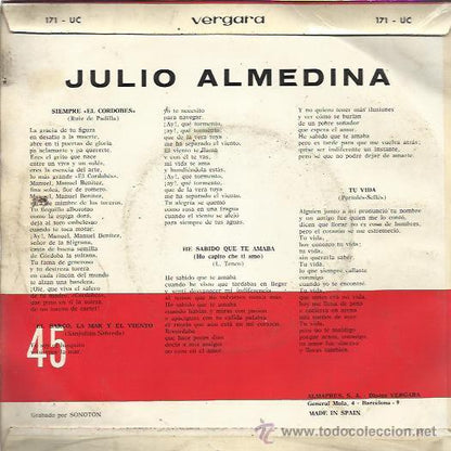 Julio Almedina - Brindis A El Cordobes (EP) 01758 Vinyl Singles EP Goede Staat