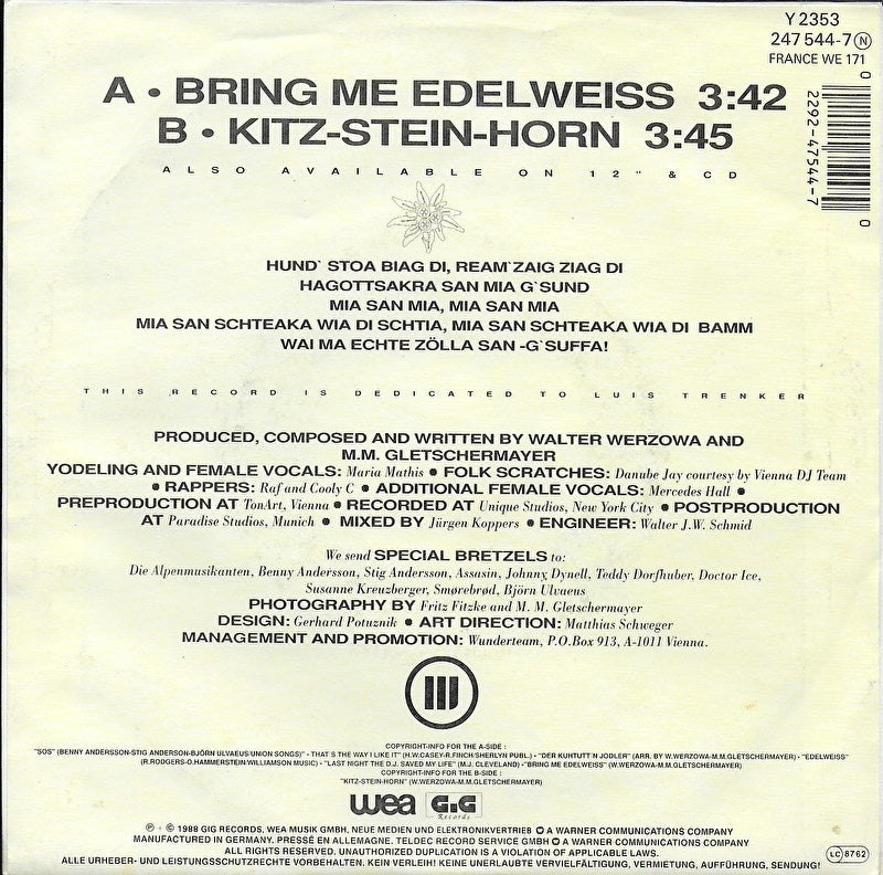 Edelweiss - Bring Me Edelweiss 30664 Vinyl Singles Goede Staat