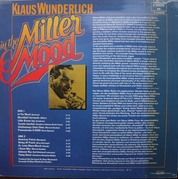 Klaus Wunderlich - In The Miller Mood Klaus Wunderlich Spielt Glenn Miller (LP) 45491 Vinyl LP Goede Staat