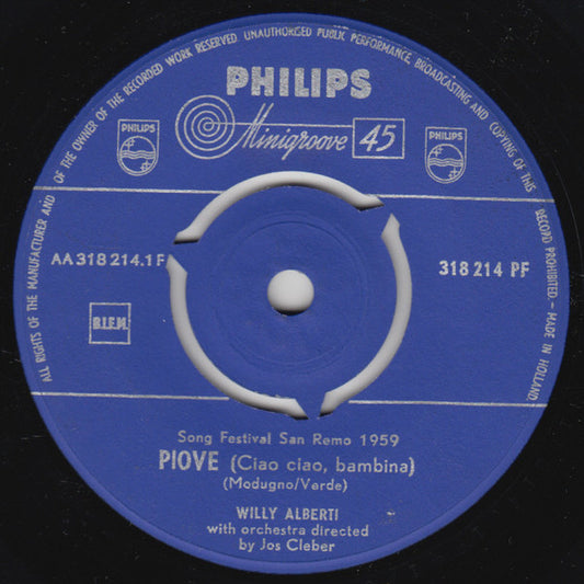 Willy Alberti - Piove (Ciao Ciao, Bambina) 17235 Vinyl Singles Goede Staat