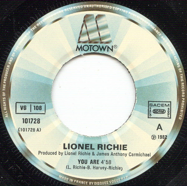 Lionel Richie - You Are 13689 Vinyl Singles Goede Staat