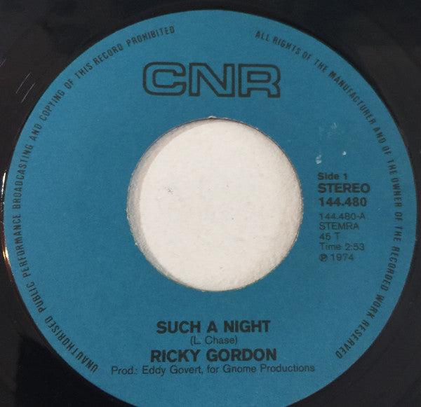 Ricky Gordon - Such A Night 28476 27550 11430 26452 11493 Vinyl Singles Goede Staat