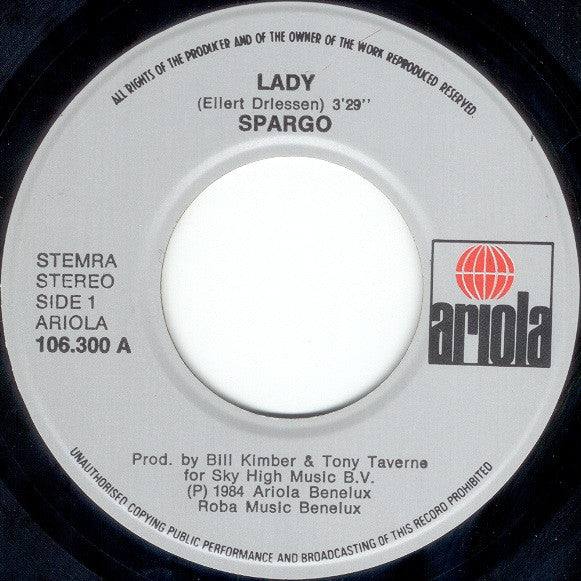 Spargo - Lady 30697 Vinyl Singles Goede Staat