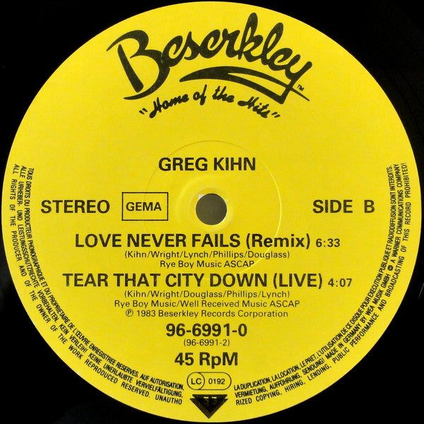 Greg Kihn Band - Tear That City Down (Maxi-Single)  42281 Maxi-Singles Goede Staat