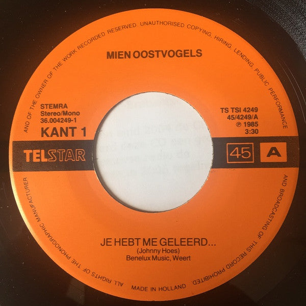 Mien Oostvogels - Je Hebt Me Geleerd 14203 Vinyl Singles Goede Staat