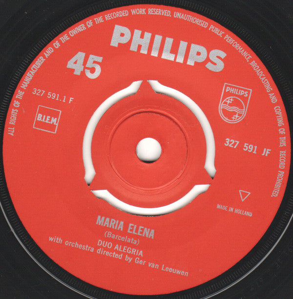 Duo Alegria - Maria Elena 18323 Vinyl Singles Goede Staat