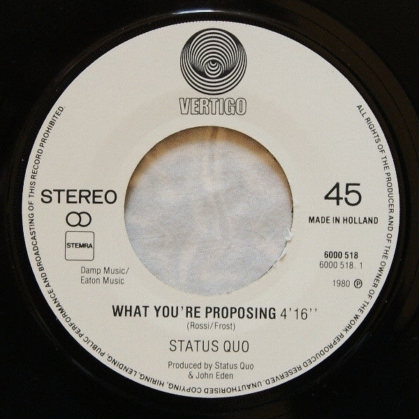 Status Quo - What You're Proposing 36421 Vinyl Singles Goede Staat ++