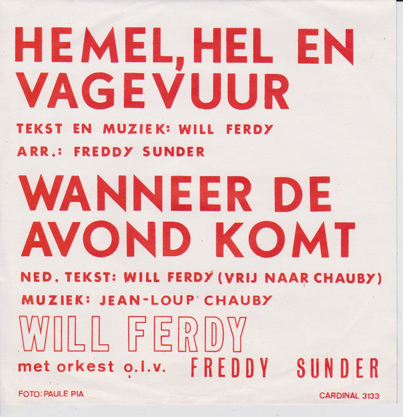 Will Ferdy - Wanneer De Avond Komt 30994 Vinyl Singles Goede Staat