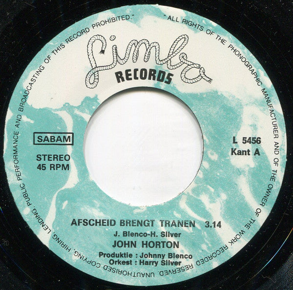 John Horton - Afscheid Brengt Tranen 14933 Vinyl Singles Goede Staat