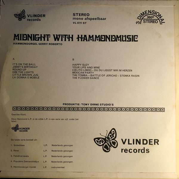 Gerry Roberto - Midnight With Hammondmusic (LP) 42401 Vinyl LP Goede Staat