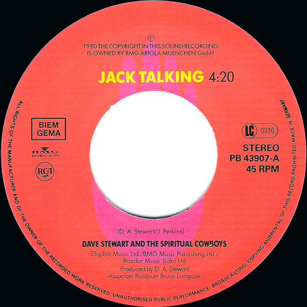 Dave Stewart And The Spiritual Cowboys - Jack Talking 14743 Vinyl Singles Goede Staat