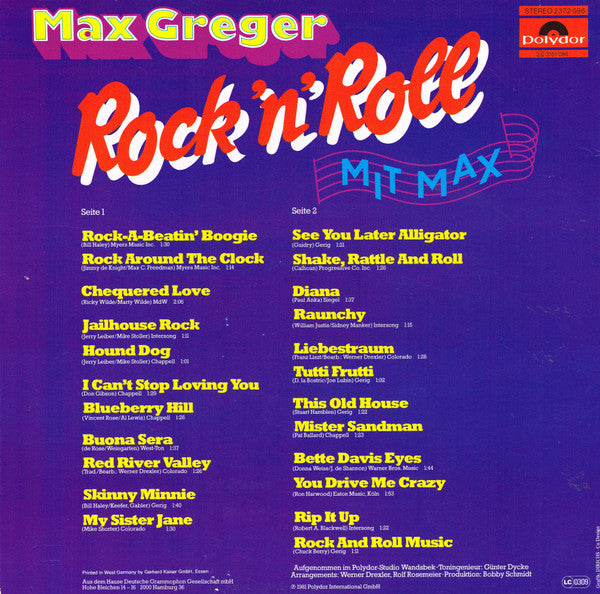 Max Greger - Rock 'N' Roll Mit Max (LP) 41072 Vinyl LP Goede Staat