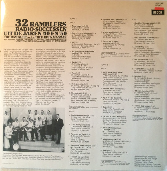 Ramblers O.L.V. Theo Uden Masman - 32 Ramblers Radio-Successen Uit De Jaren '40 En '50 (LP) 48370 Vinyl LP Goede Staat