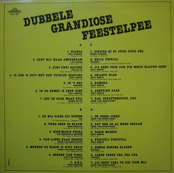 Various - Dubbel Grandiose Feestelpee Met 28 Feestliedjes (LP) 41987 Vinyl LP Goede Staat