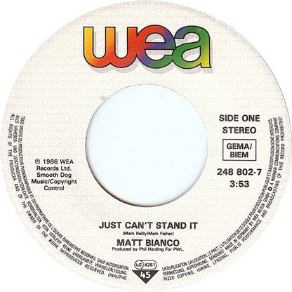 Matt Bianco - Just Can't Stand It 03510 17523 Vinyl Singles Goede Staat