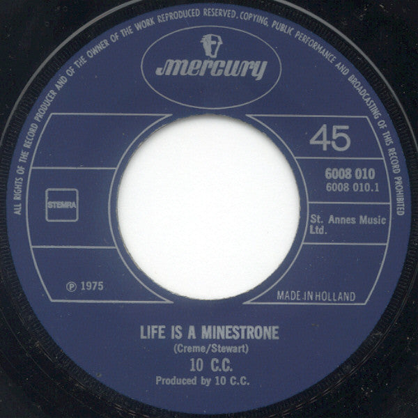 10cc - Life Is A Minestrone Vinyl Singles Goede Staat