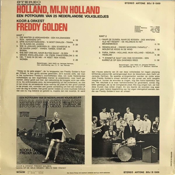 Koor En Orkest Freddy Golden - Holland, Mijn Holland - Een Potpourri Van 25 Nederlandse Volksliedjes (LP) 40702 Vinyl LP Goede Staat