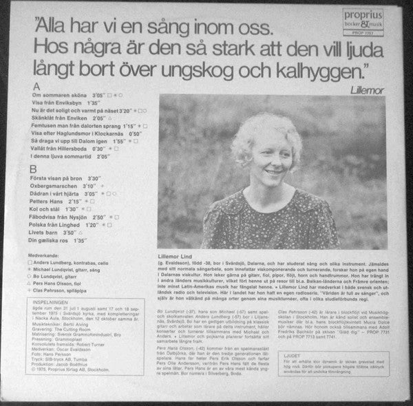 Lillemor Lind - Så Draga Vi Upp Till Dalom Igen (LP) 49746 Vinyl LP Goede Staat