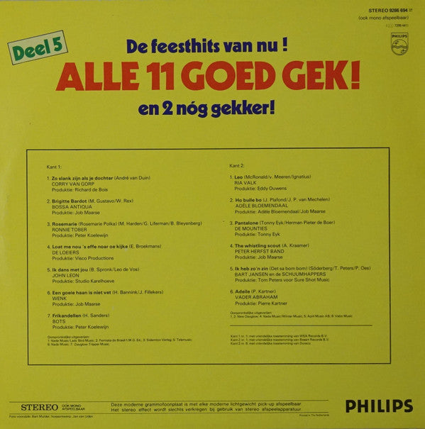 Various - Alle 11 Goed Gek! En 2 Nóg Gekker! Deel 5 (LP) 41061 Vinyl LP Goede Staat