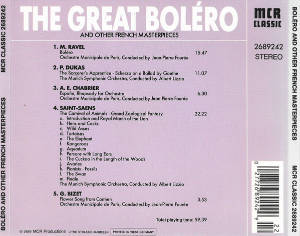 Maurice Ravel, Paul Dukas, ... - The Great Boléro And Other French Masterpieces (CD) Compact Disc Goede Staat