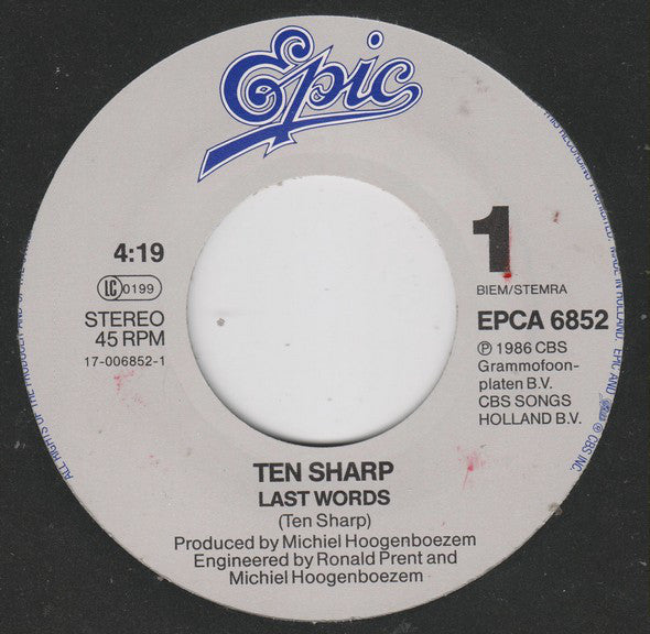 Ten Sharp - Last Words 12384 Vinyl Singles Goede Staat