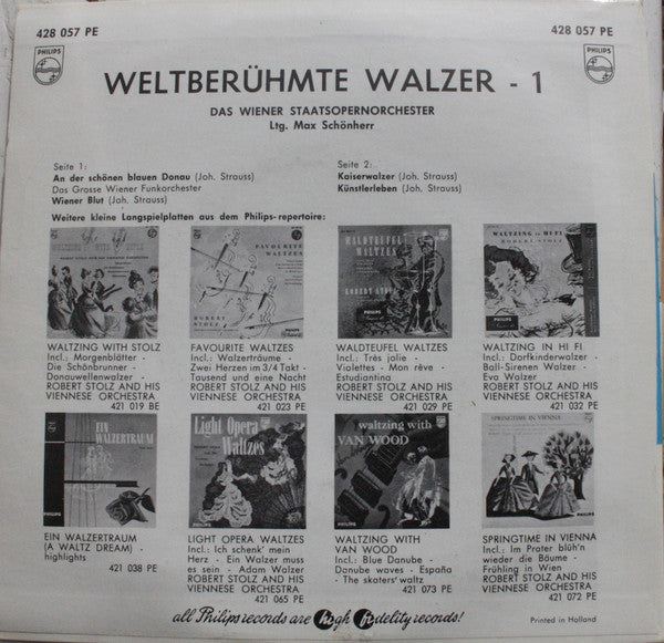 Wiener Staatsopernorchester - Weltberühmte Walzer No 1 (EP) 13458 Vinyl Singles EP Goede Staat