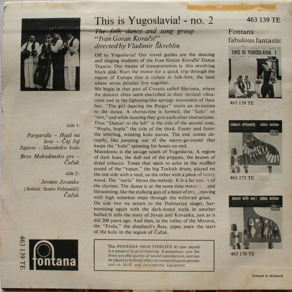 Folk Dance And Song Group Ivan Goran Kovačić - This Is Yugoslavia! - No. 2 29210 Vinyl Singles Goede Staat