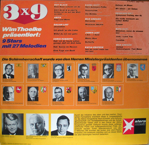 Various - Wim Thoelke Präsentiert: 3x9 - 9 Stars Mit 27 Melodien (LP) 42466 Vinyl LP Goede Staat