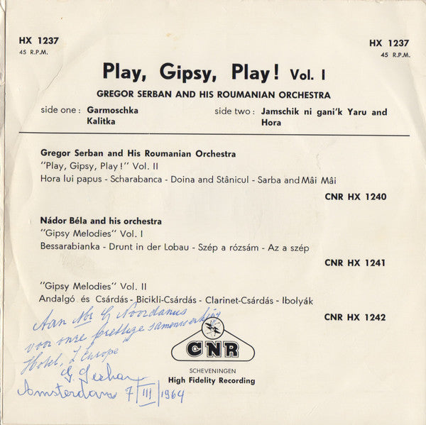 Gregor Serban Orchestra - Play, Gipsy, Play! Vol. I 32404 Vinyl Singles Goede Staat