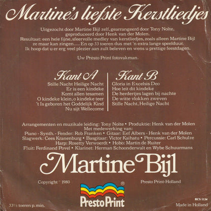 Martine Bijl - Martine's Liefste Kerstliedjes 01157 Vinyl Singles Goede Staat