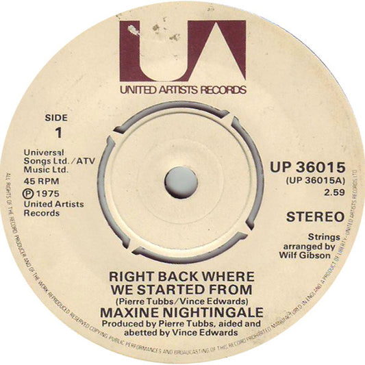 Maxine Nightingale - Right Back Where We Started From 26335 Vinyl Singles Goede Staat