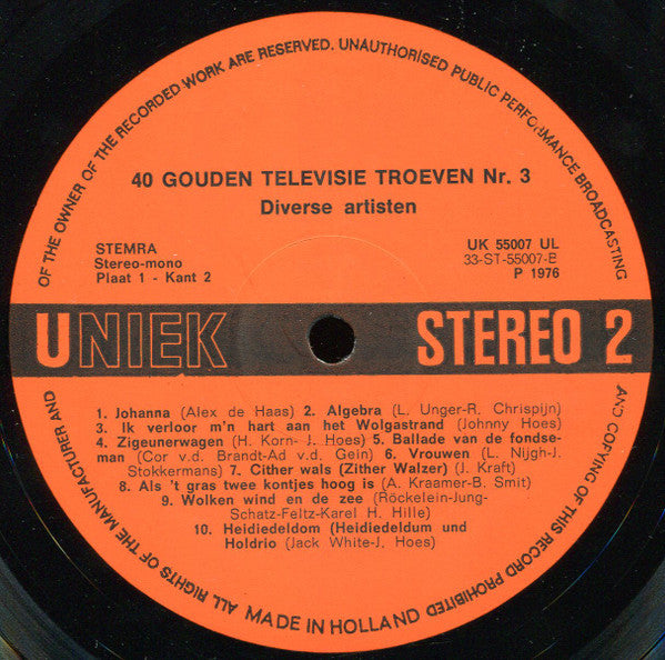 Various - 40 Gouden Televisie Troeven 3 (LP) 46655 Vinyl LP Goede Staat