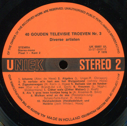 Various - 40 Gouden Televisie Troeven 3 (LP) 46655 Vinyl LP Goede Staat