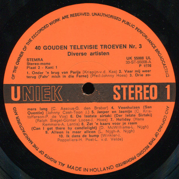 Various - 40 Gouden Televisie Troeven 3 (LP) 46655 Vinyl LP Goede Staat