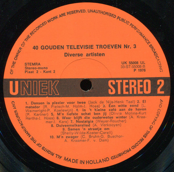 Various - 40 Gouden Televisie Troeven 3 (LP) 46655 Vinyl LP Goede Staat