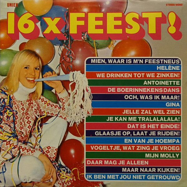 Various - 16 X Feest (LP) 43295 Vinyl LP Goede Staat