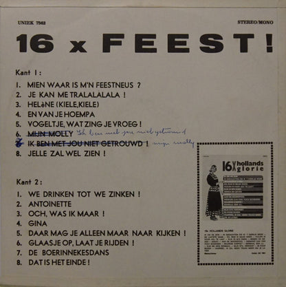 Various - 16 X Feest (LP) 43295 Vinyl LP Goede Staat