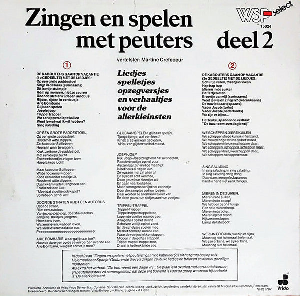 Various ‎- Zingen En Spelen Met Peuters Deel 2 (LP) 46527 Vinyl LP Goede Staat