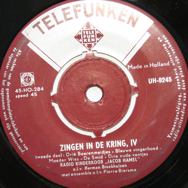 Kinderkoor Jacob Hamel - Zingen In De Kring IV (EP) 18183 Vinyl Singles EP Hoes: Generic