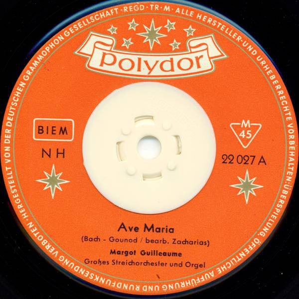 Margot Guilleaume - Ave Maria 02746 Vinyl Singles Hoes: Generic