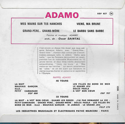 Adamo ‎- Mes Mains Sur Tes Hanches (EP) 27386 Vinyl Singles Goede Staat