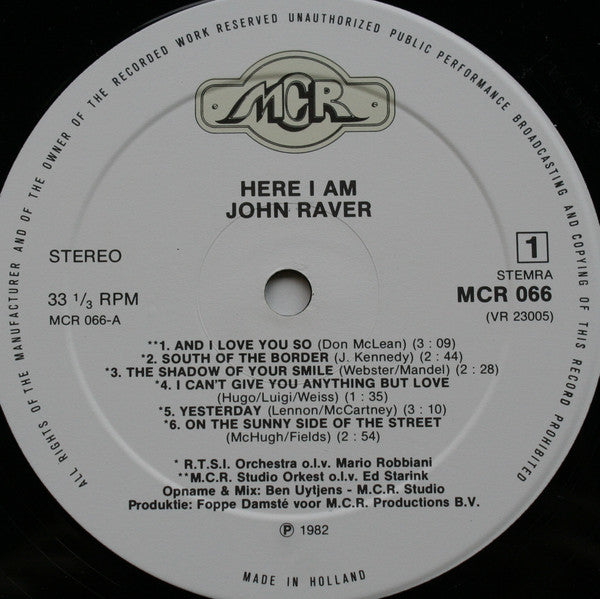 John Raver - Here I Am (LP) 41366 Vinyl LP Goede Staat