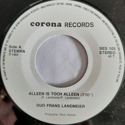 Duo Frans Landmeier - Alleen is toch alleen 12395 Vinyl Singles Goede Staat