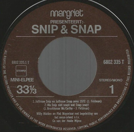 Snip & Snap - Hoogtepunten Uit De Revue (EP) 31141 Vinyl Singles EP Goede Staat