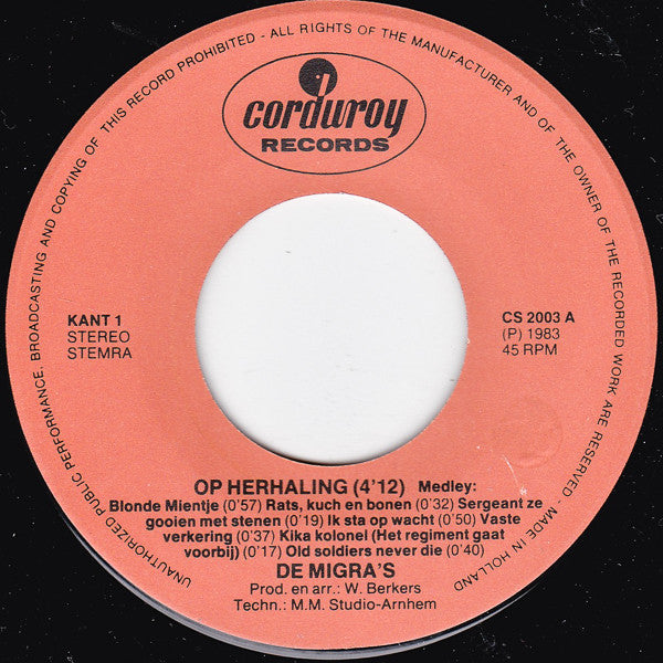 Migra's - Op Herhaling 11263 (B) Vinyl Singles B-Keus (B)