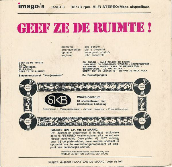 Studentencabaret Konijnenkaas - Geef Ze De Ruimte 24305 Vinyl Singles Goede Staat