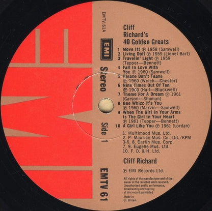 Cliff Richard - 40 Golden Greats (LP) 48900 Vinyl LP Goede Staat